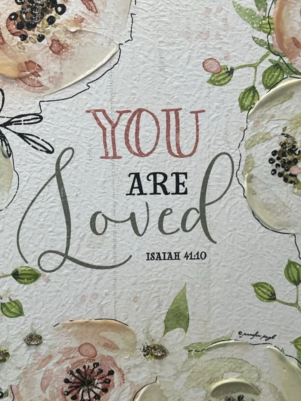 You Are Loved Isaiah 41:10 Floral Canvas Peach Flowers 12” X 10” Wall Decor